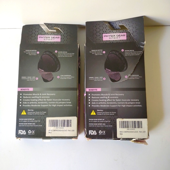 Physix Gear knee compression sleeves. Black and Pink, size large - Picture 2 of 6